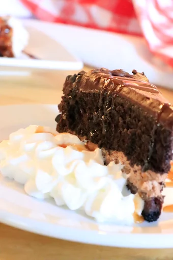 Chocolate cake with whipped cream